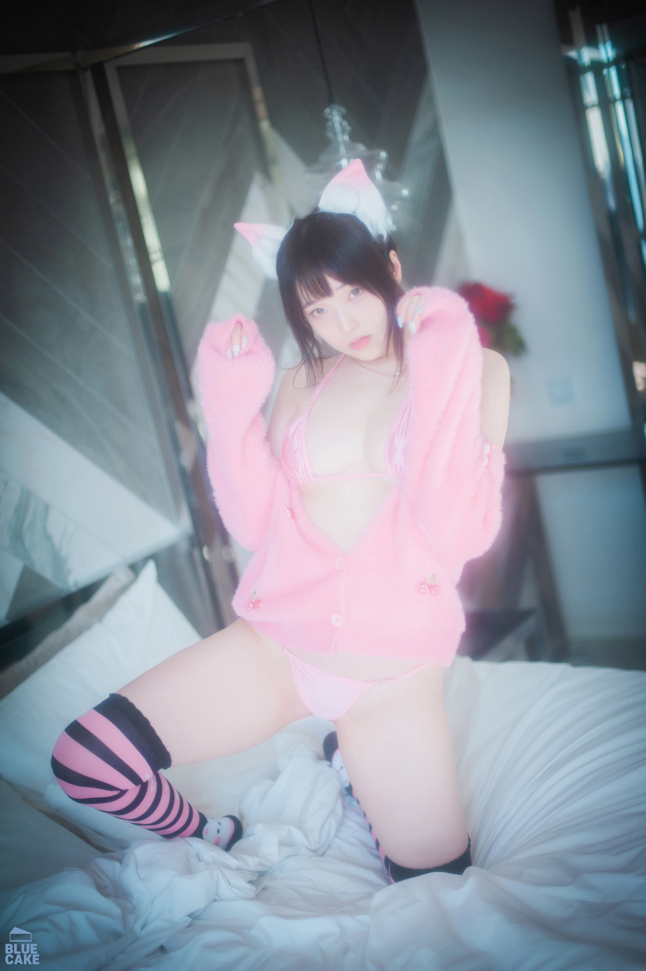 Bambi 밤비, [BLUECAKE] Naughty Cats Pink &#038; Mint RED Set.01(37)