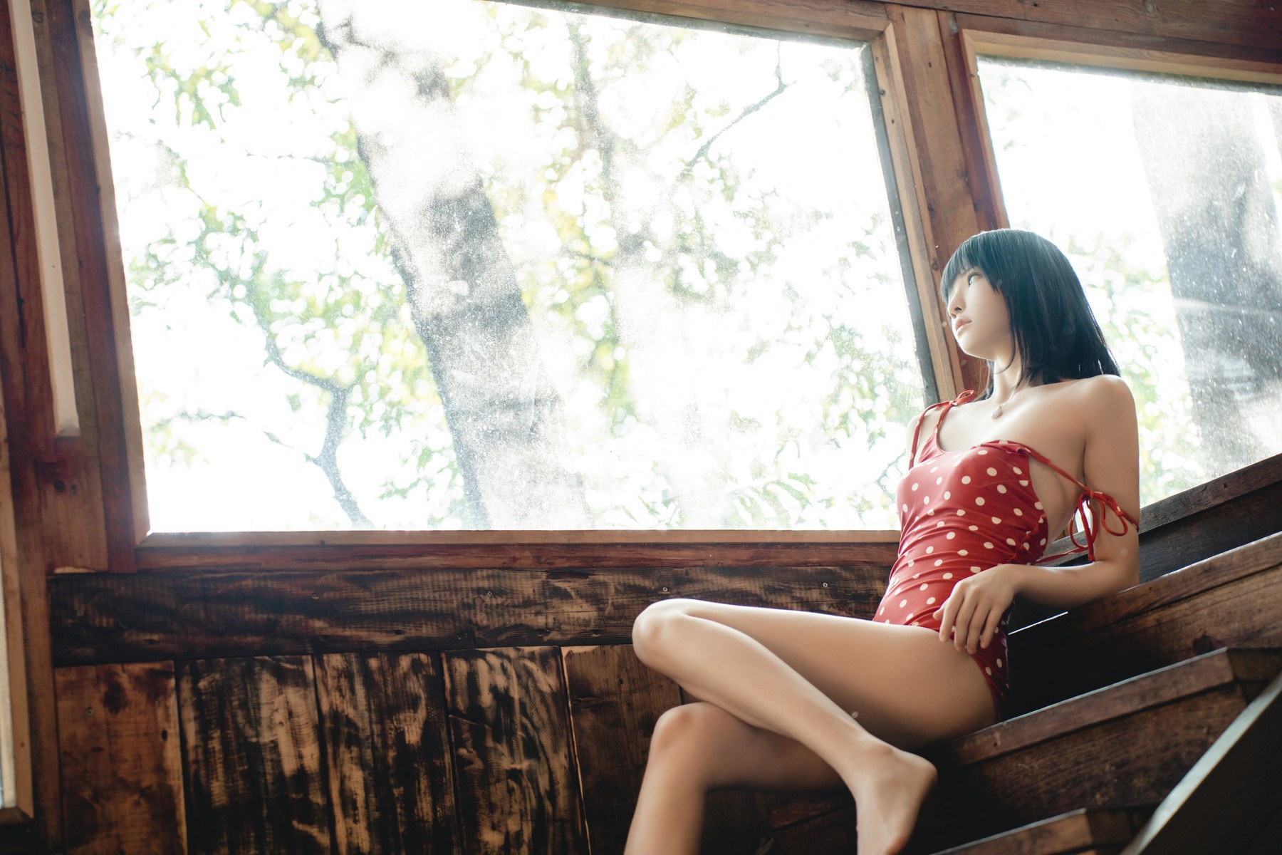 Cosplay 桜桃喵 红波点 Red Polka Dot(11)