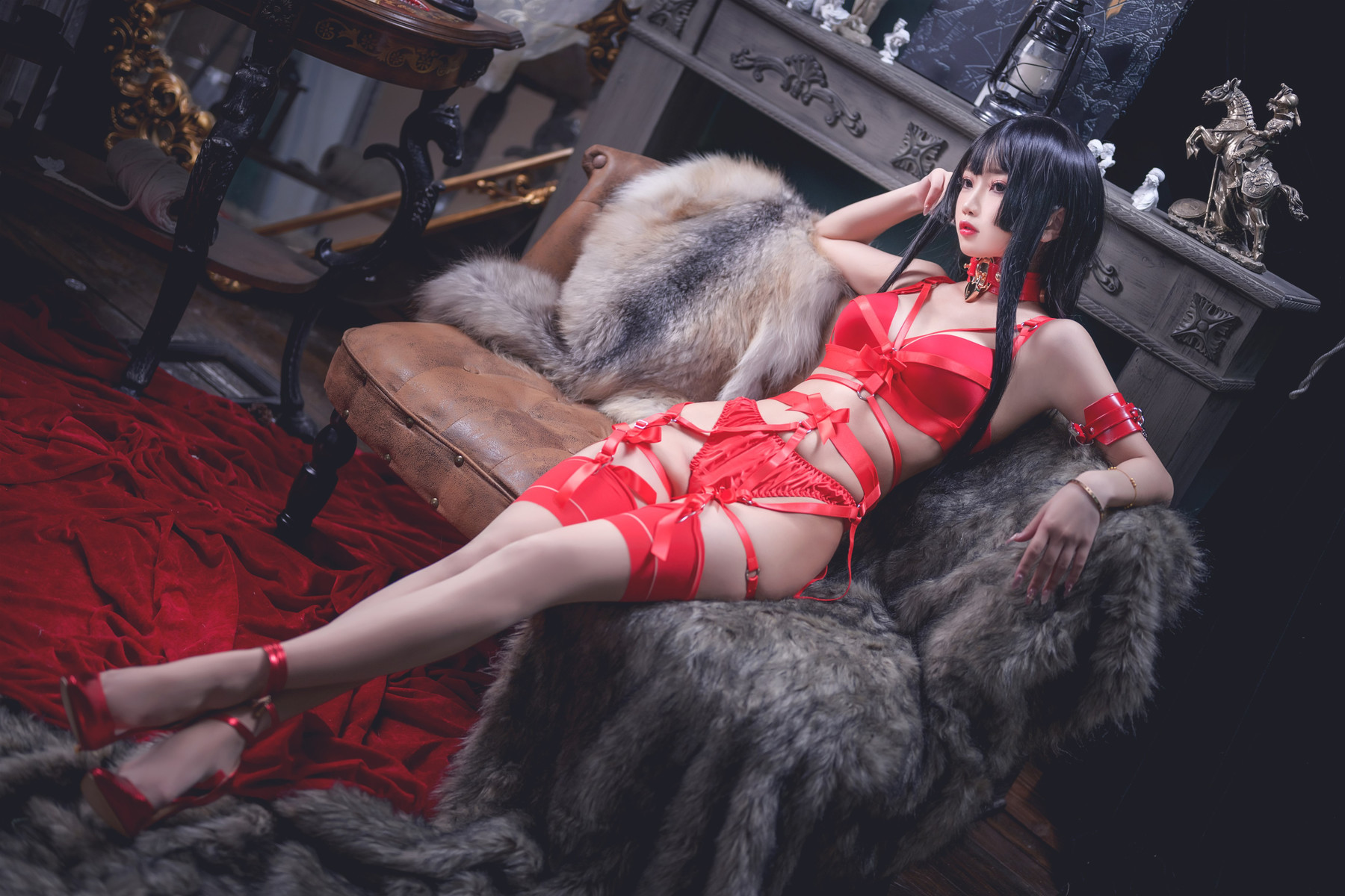 鬼畜瑶在不在 Cosplay 红色束缚(4)
