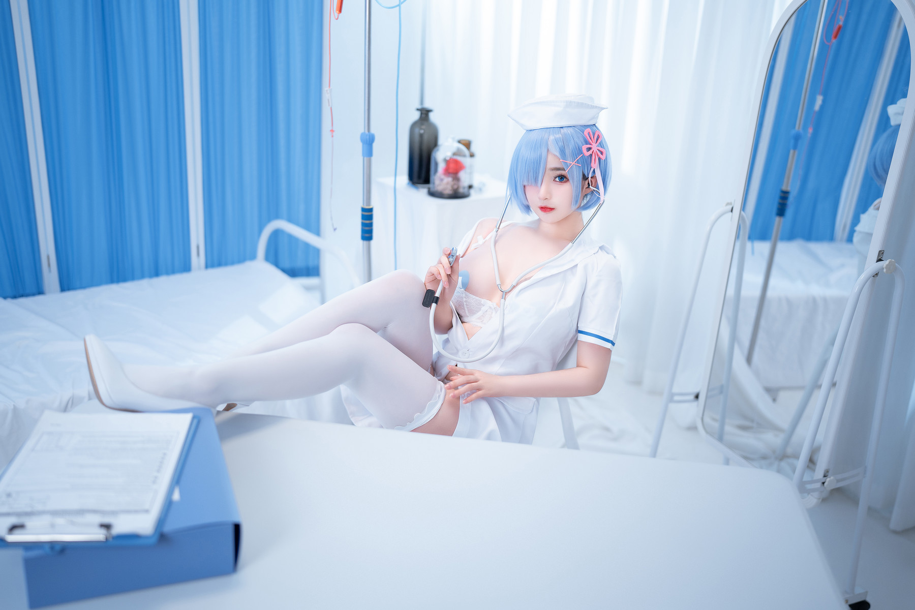 桜井宁宁 Cosplay 雷姆护士 Nurse Rem(20)