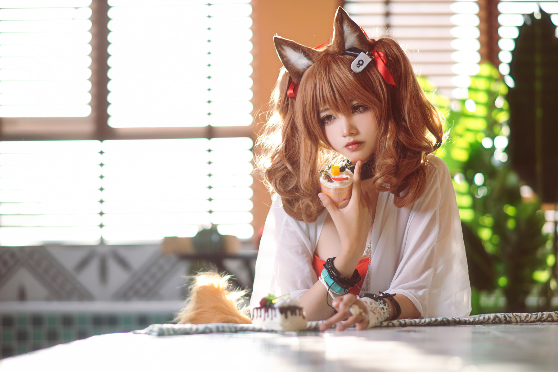 工藤新伍 Cosplay 明日方舟 安洁莉娜 夏卉泳装(8)