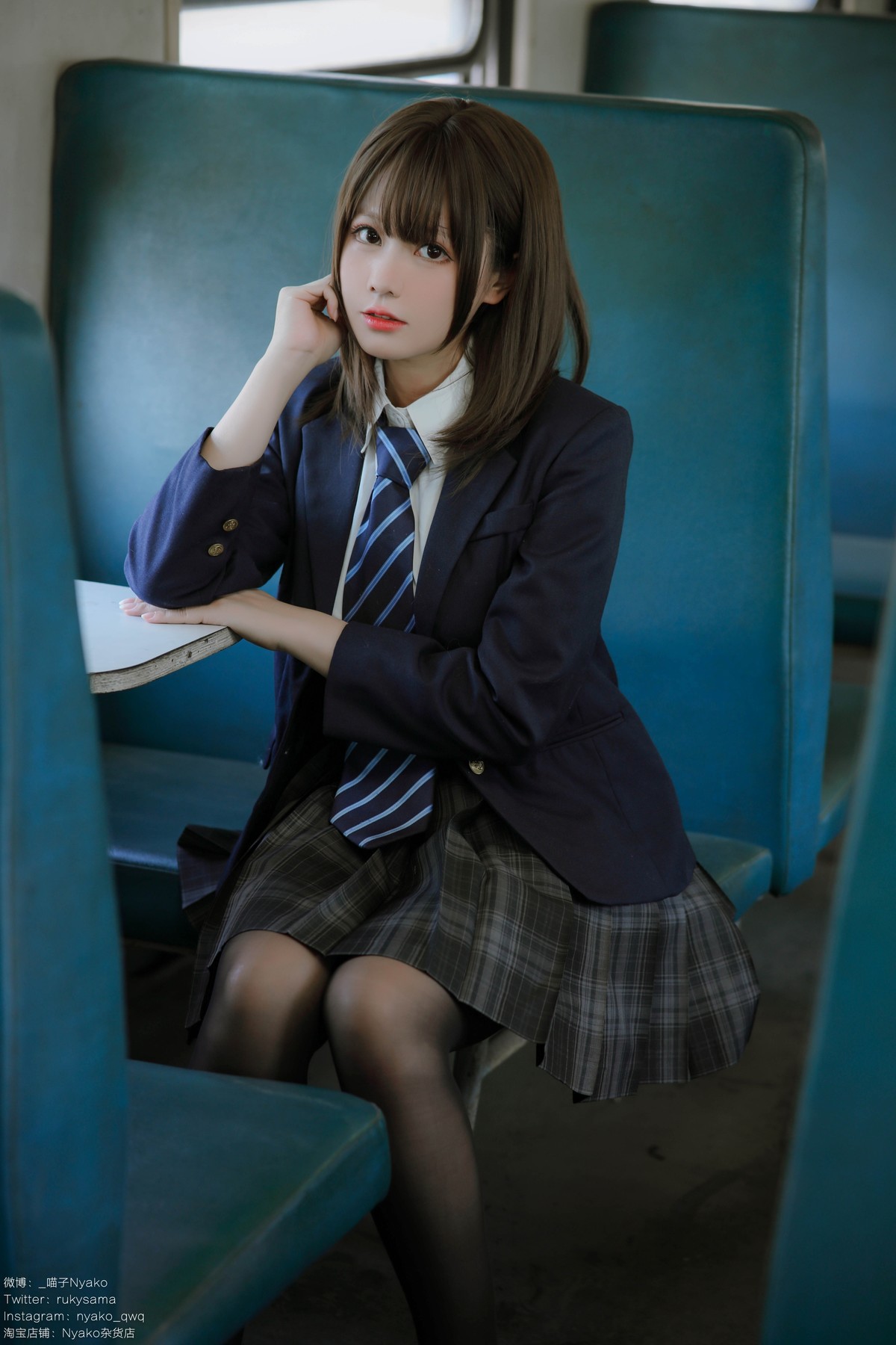 Cosplay Nyako喵子 火车JK制服(9)