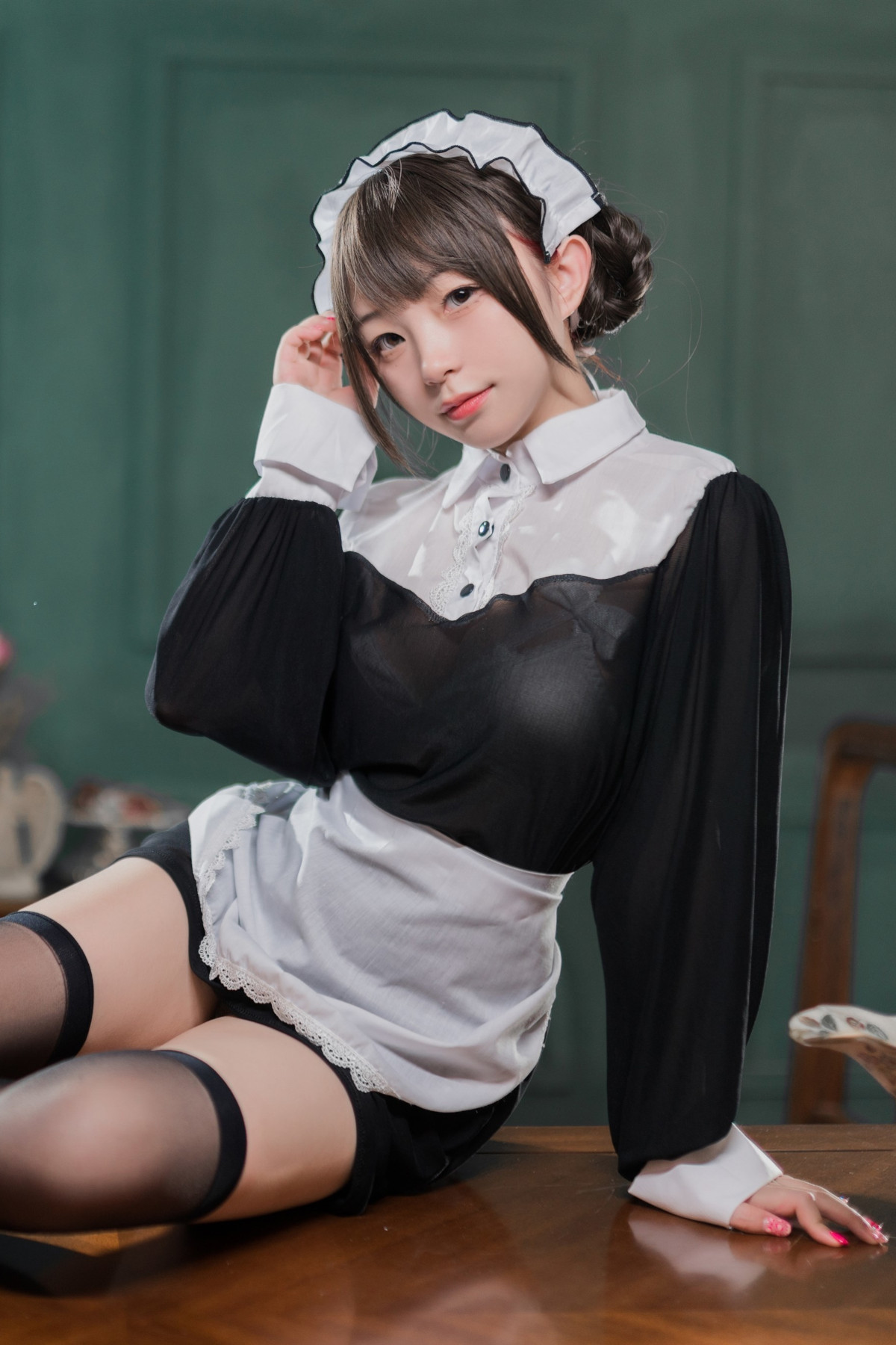 Cosplay 花铃 黑丝透明短裙女仆 Set.02(15)