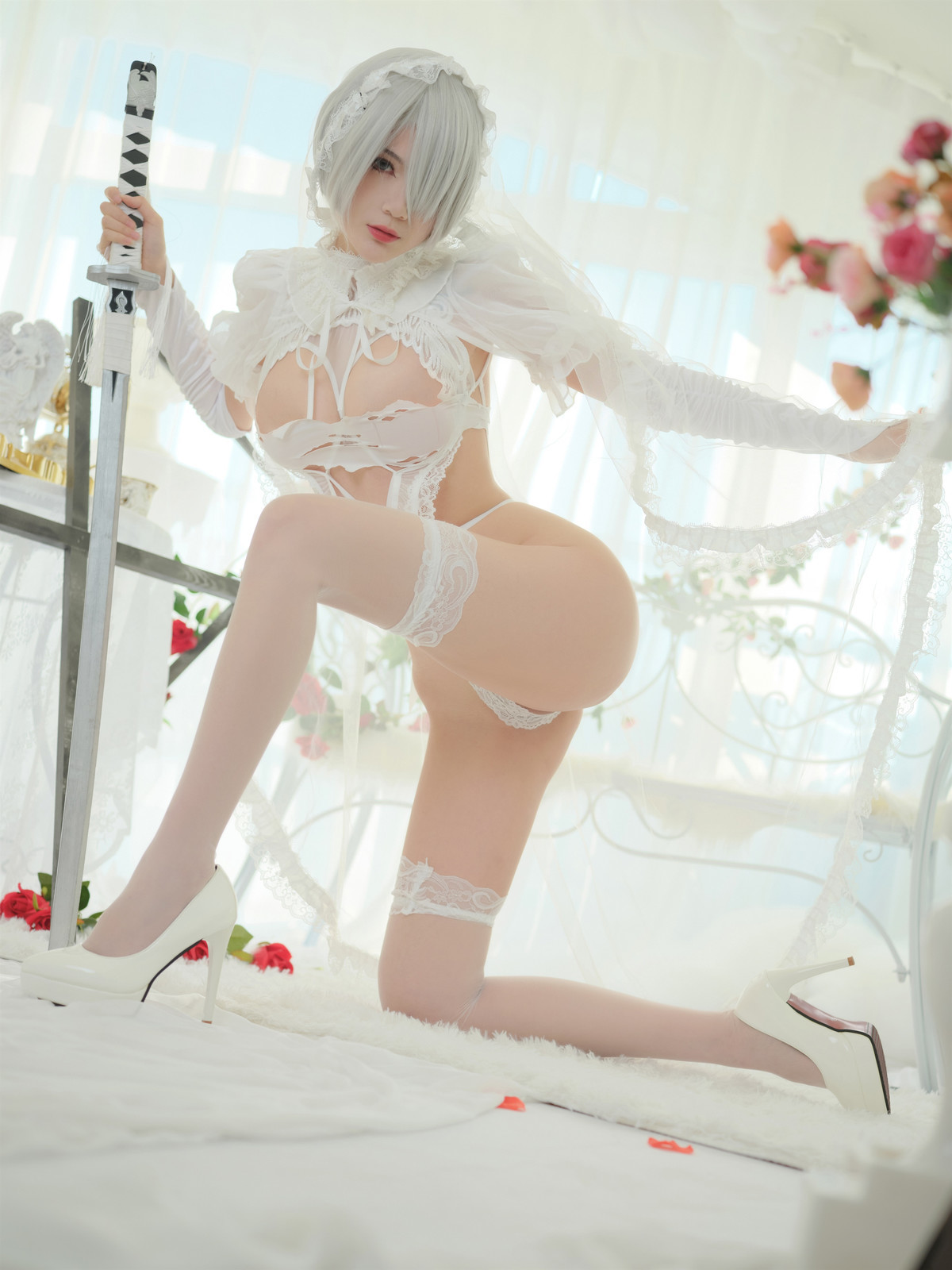 Cosplay 一米八的大梨子 2B Bride(10)