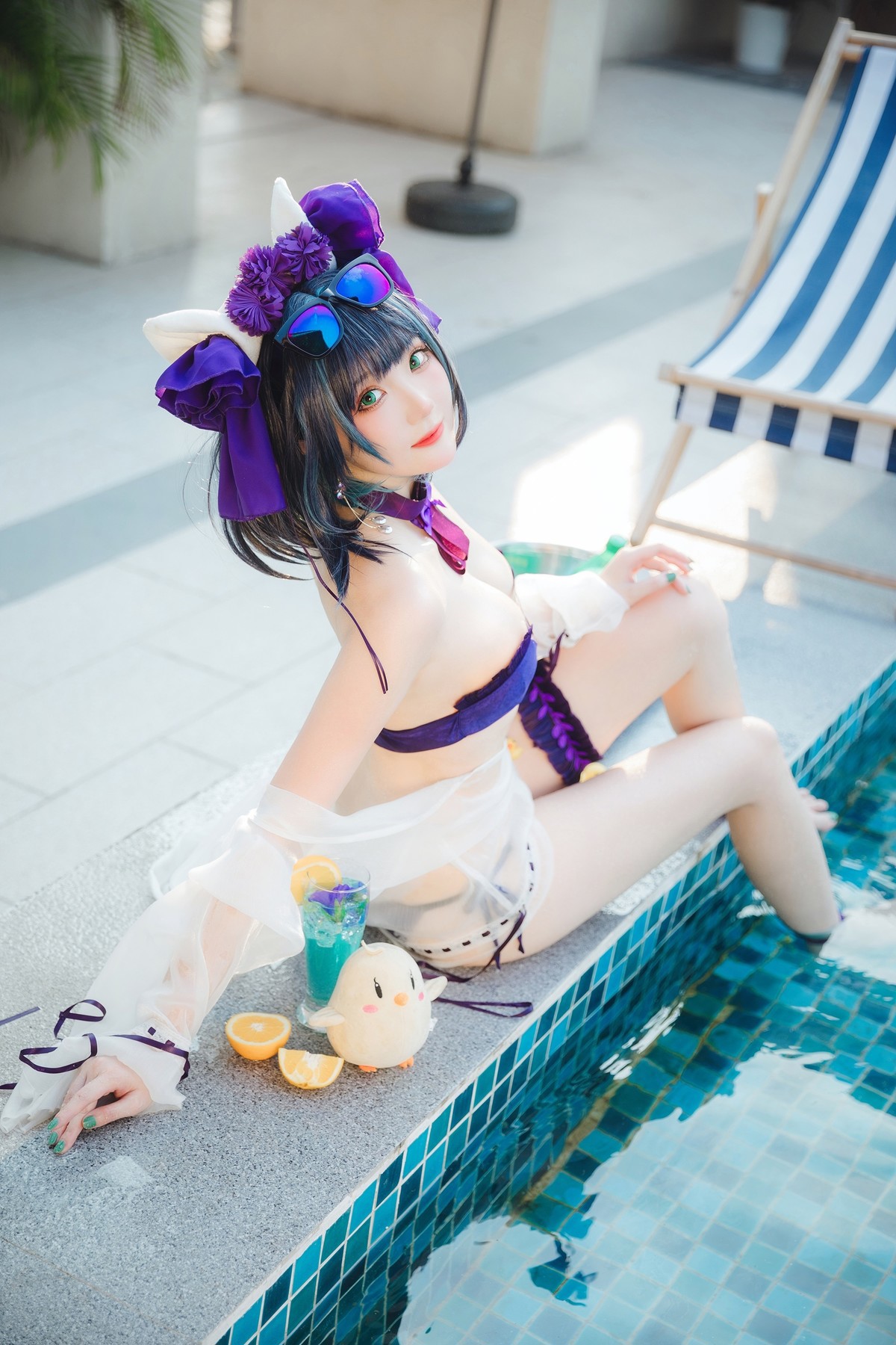 Cosplay 瓜希酱福利 柴郡泳装(4)