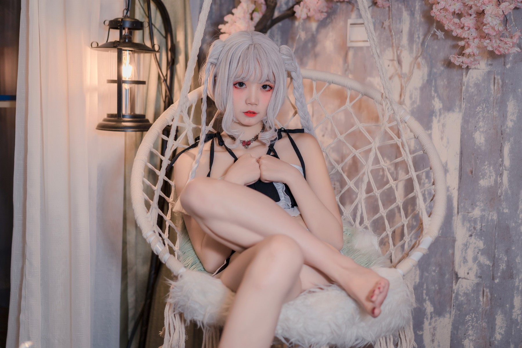 Cosplay 清纯少女五更百鬼 圣女 吊带黑丝(1)