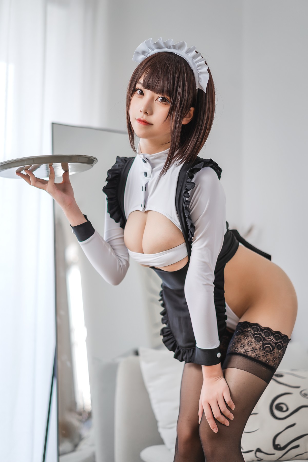 Cosplay 蜜汁猫裘 高叉女仆(17)