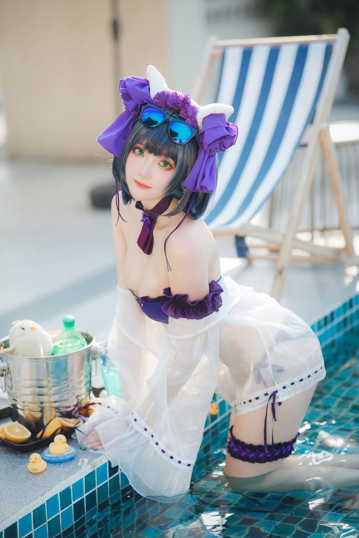 Cosplay 瓜希酱福利 柴郡泳装(15)