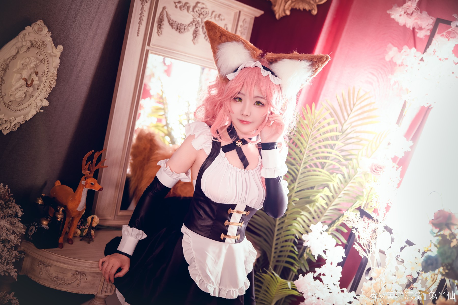 黄濑凉兔_兔半仙 Cosplay fate玉藻前女仆ver(10)