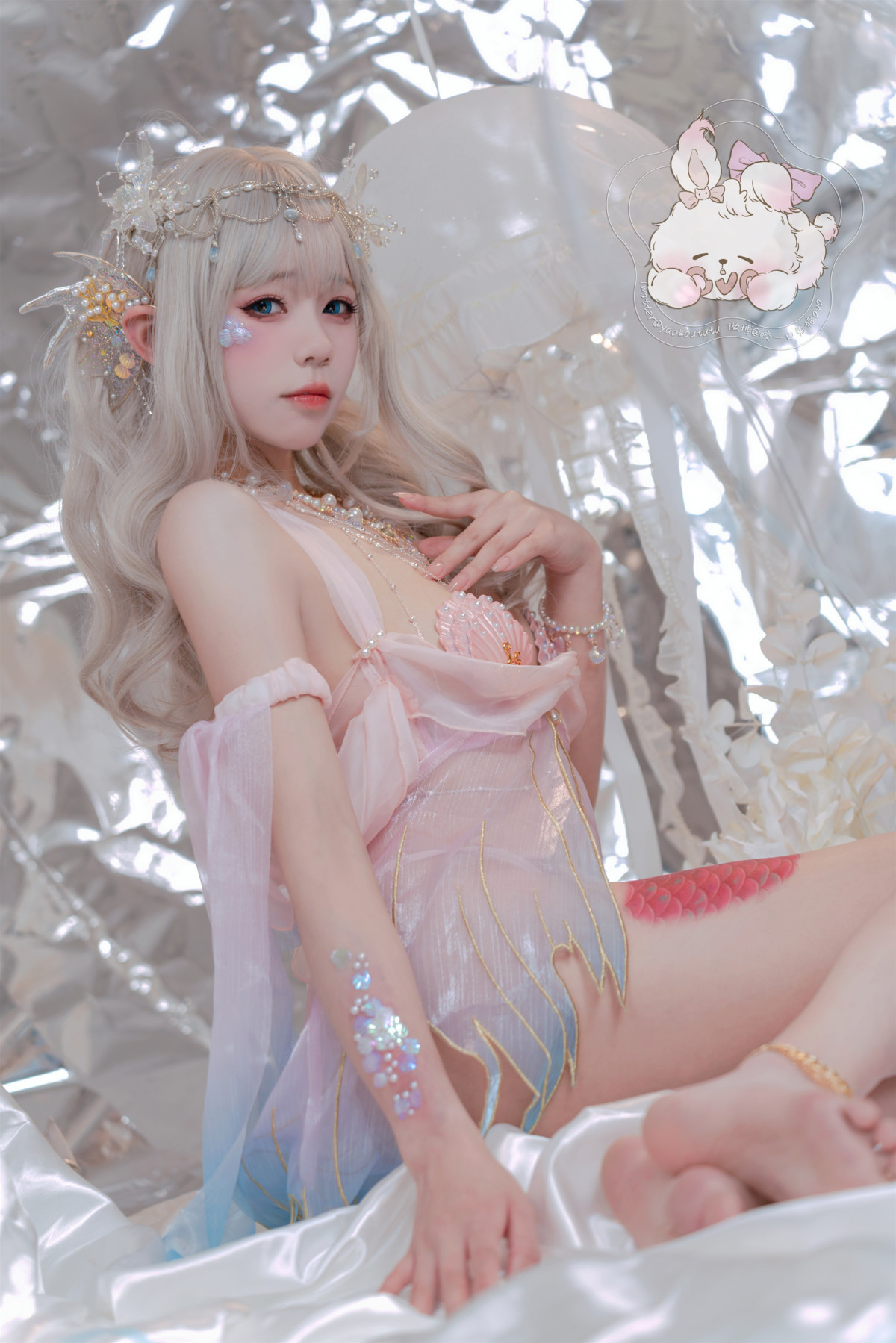 Cosplay 咬一口兔娘 海的女儿 Mermaid(35)