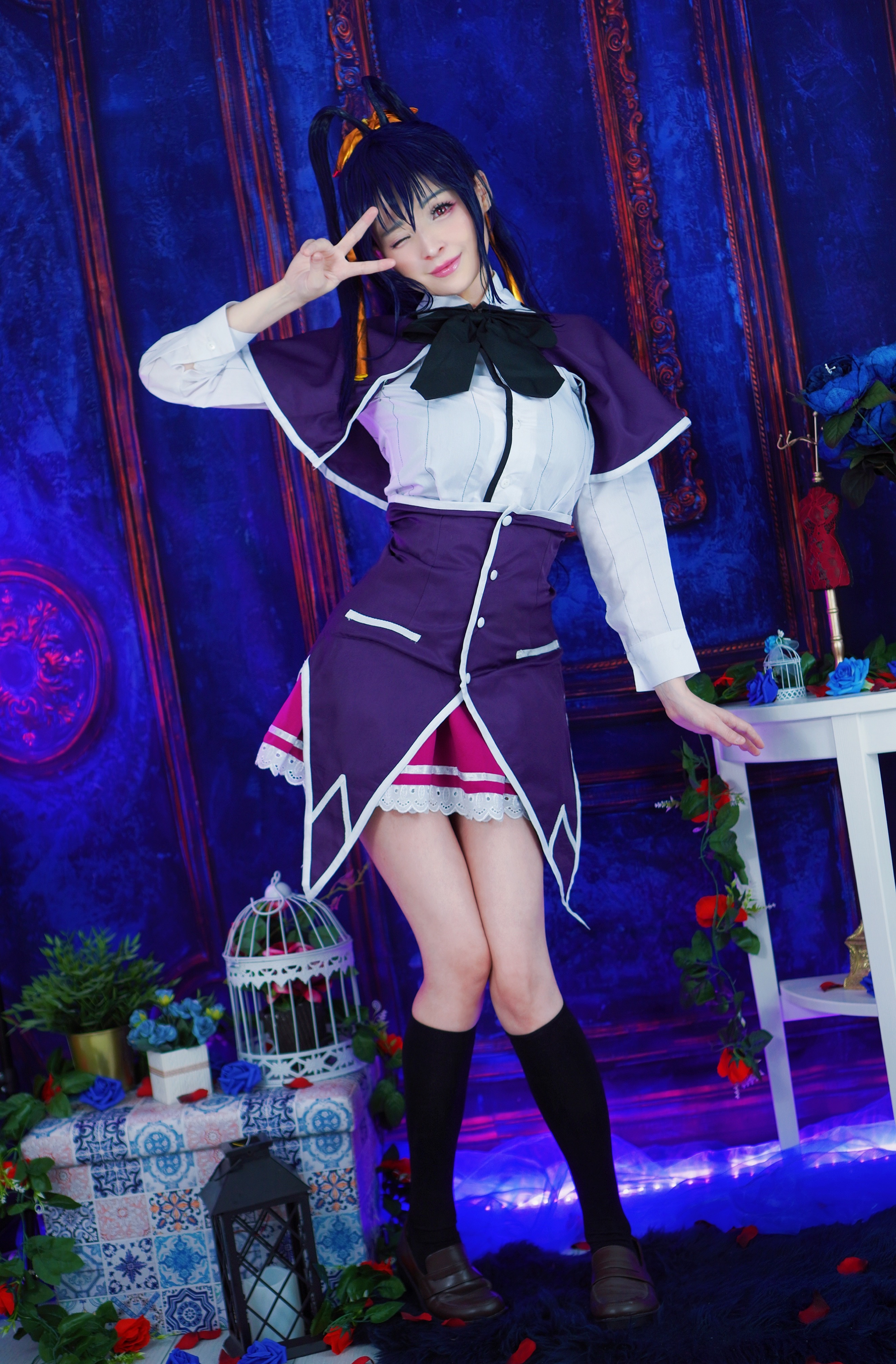 Hidori Rose - Akeno Himejima black devil bikini uniform cosplay(6)