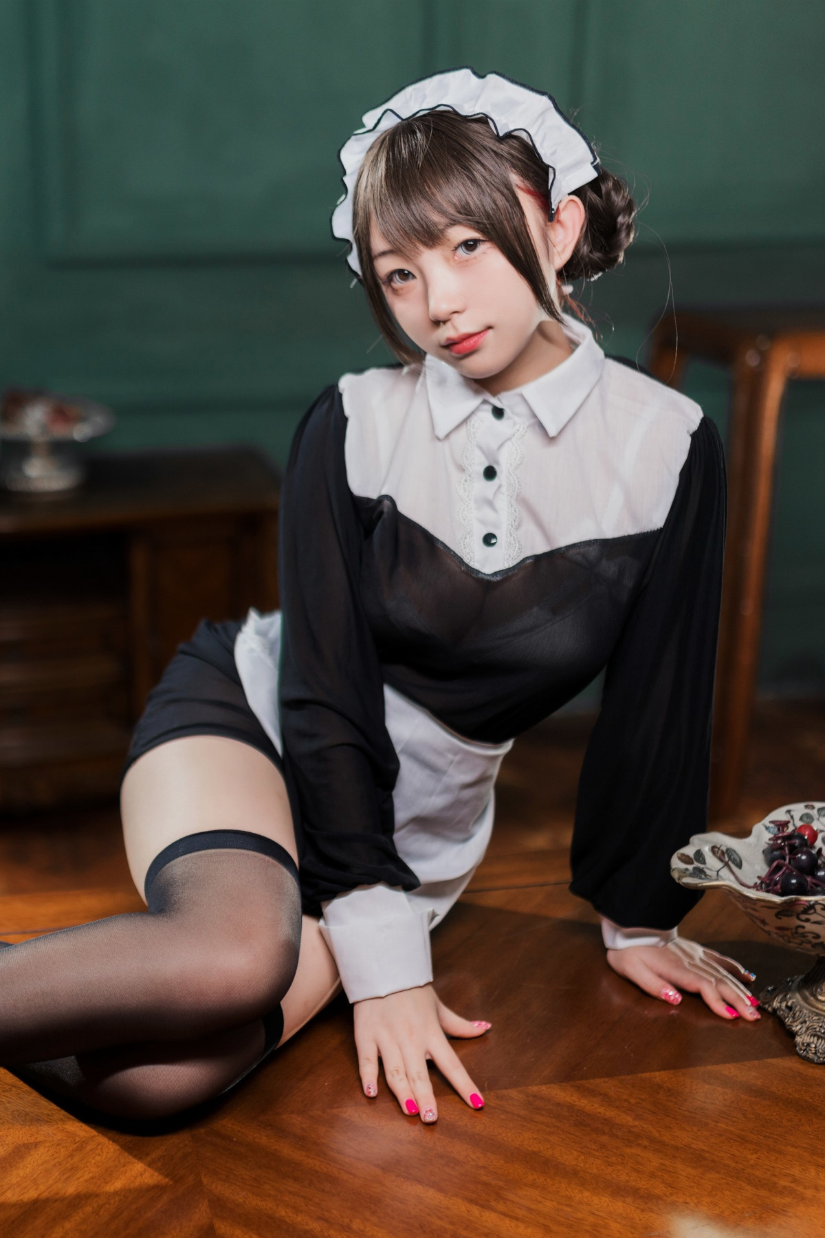 Cosplay 花铃 黑丝透明短裙女仆 Set.02(13)