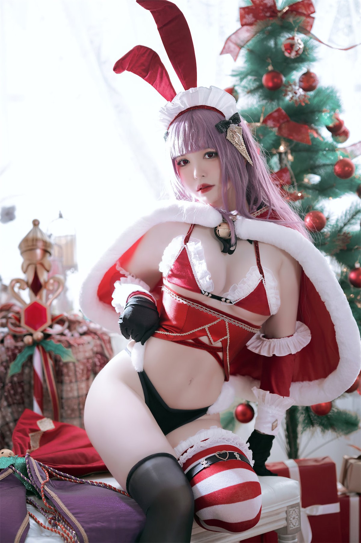 Cosplay 半半子 Christmas Bunny Aike(24)