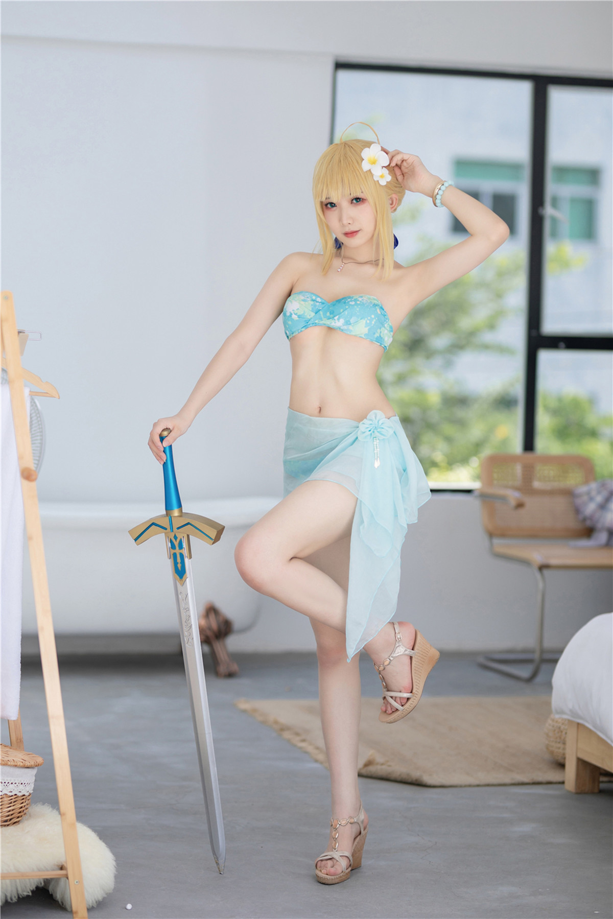 Cosplay 封疆疆v 阿尔托莉雅 潘德拉贡 泳装(9)