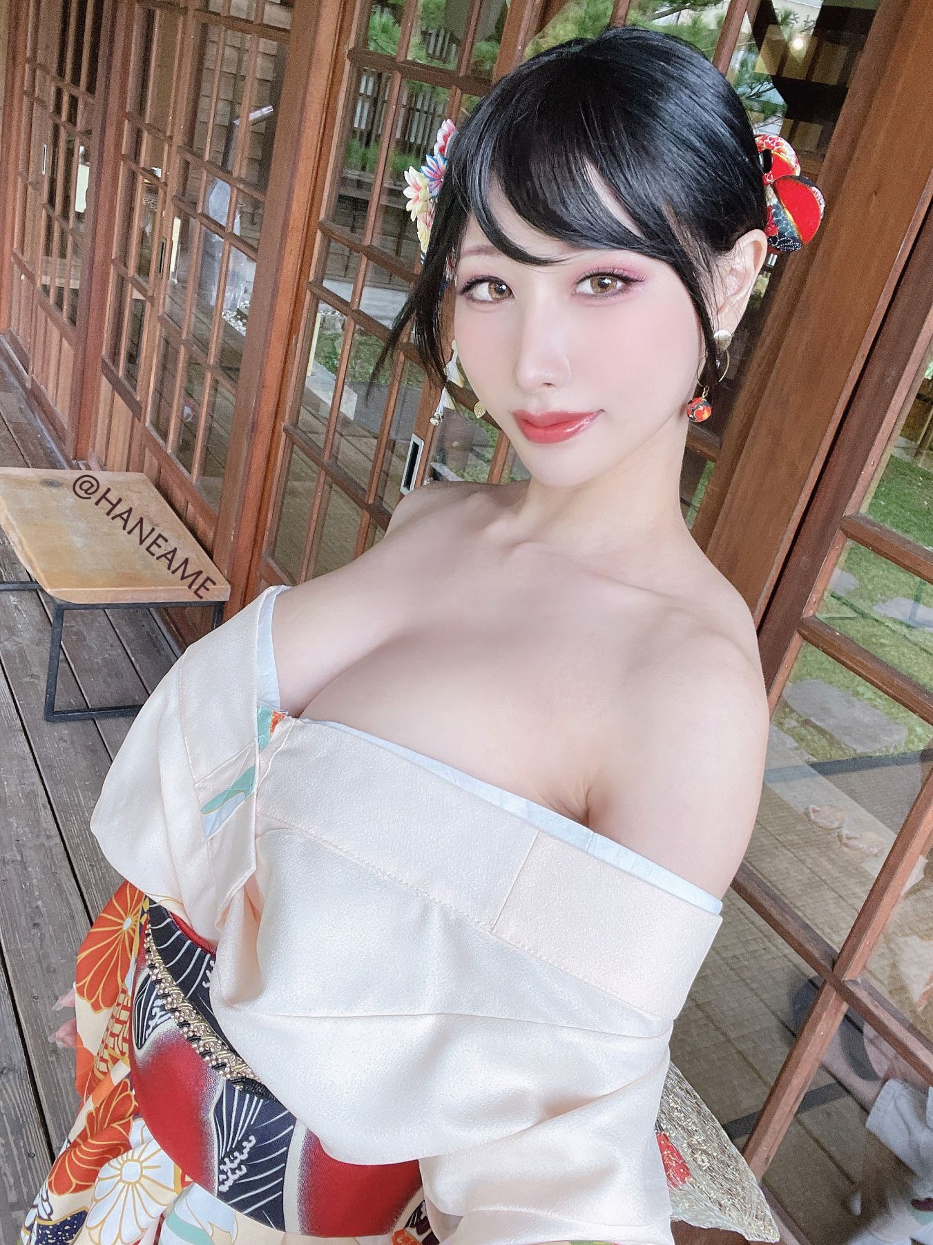 HaneAme 雨波 — Flower Print Kimono Girl(30)