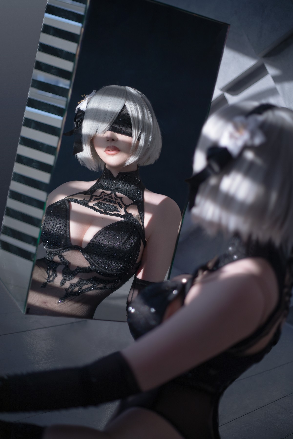 Cosplay Sayathefox 2B Black + White(6)