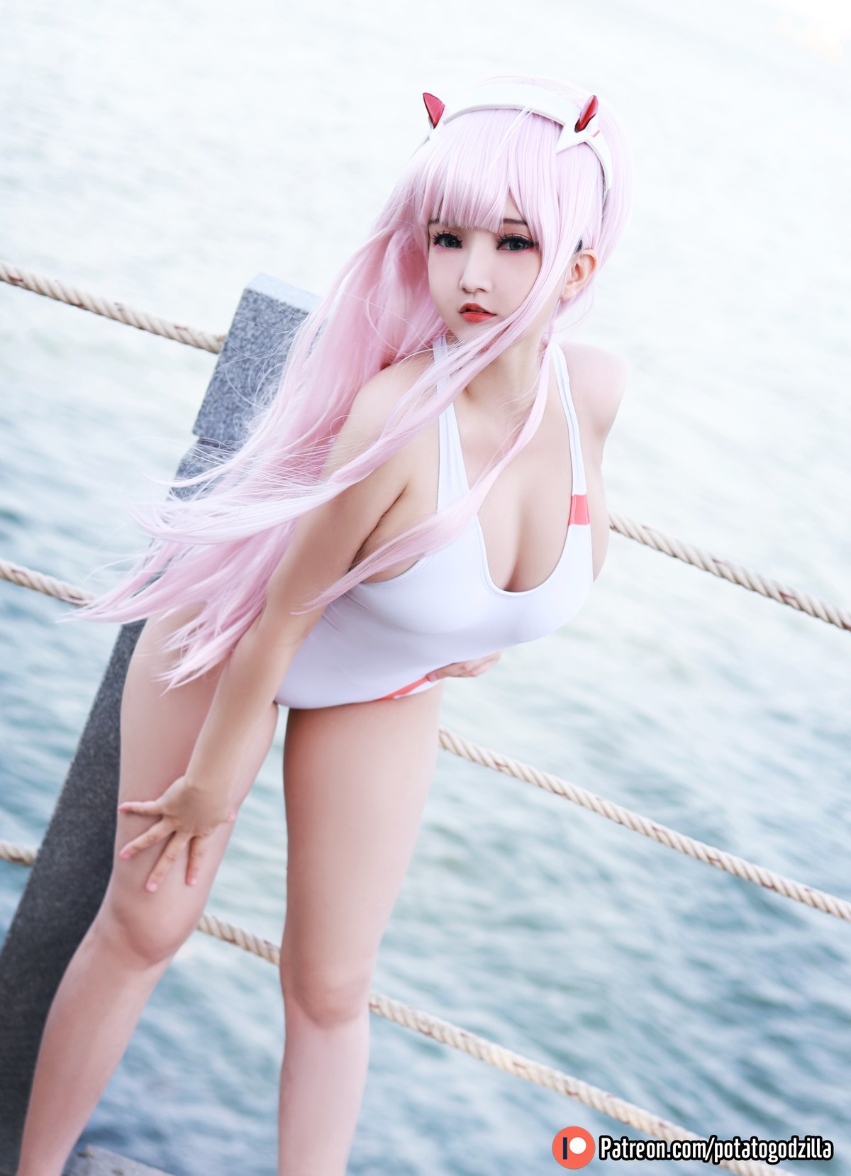 Cosplay Potato Godzilla Zero Two Swimsuit(29)