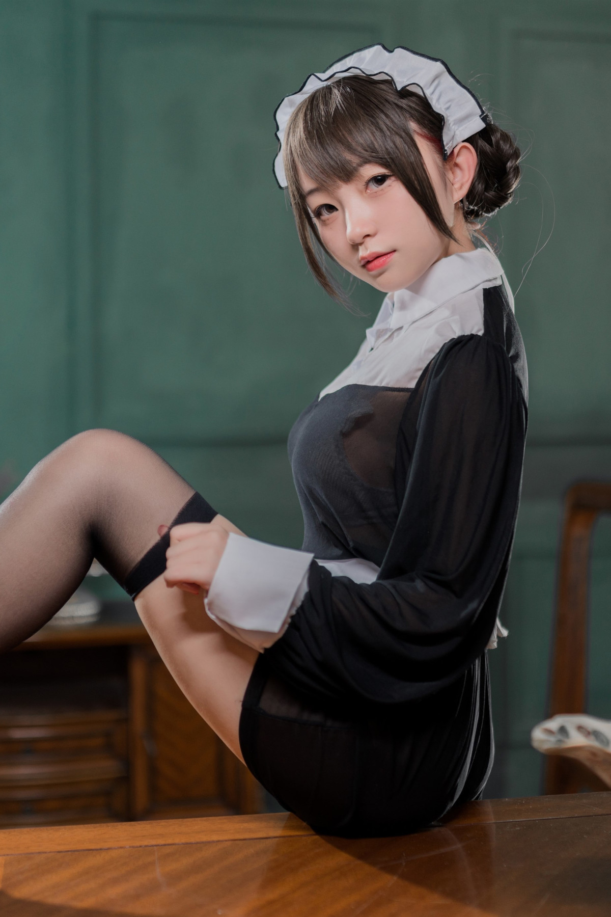 Cosplay 花铃 黑丝透明短裙女仆 Set.02(6)