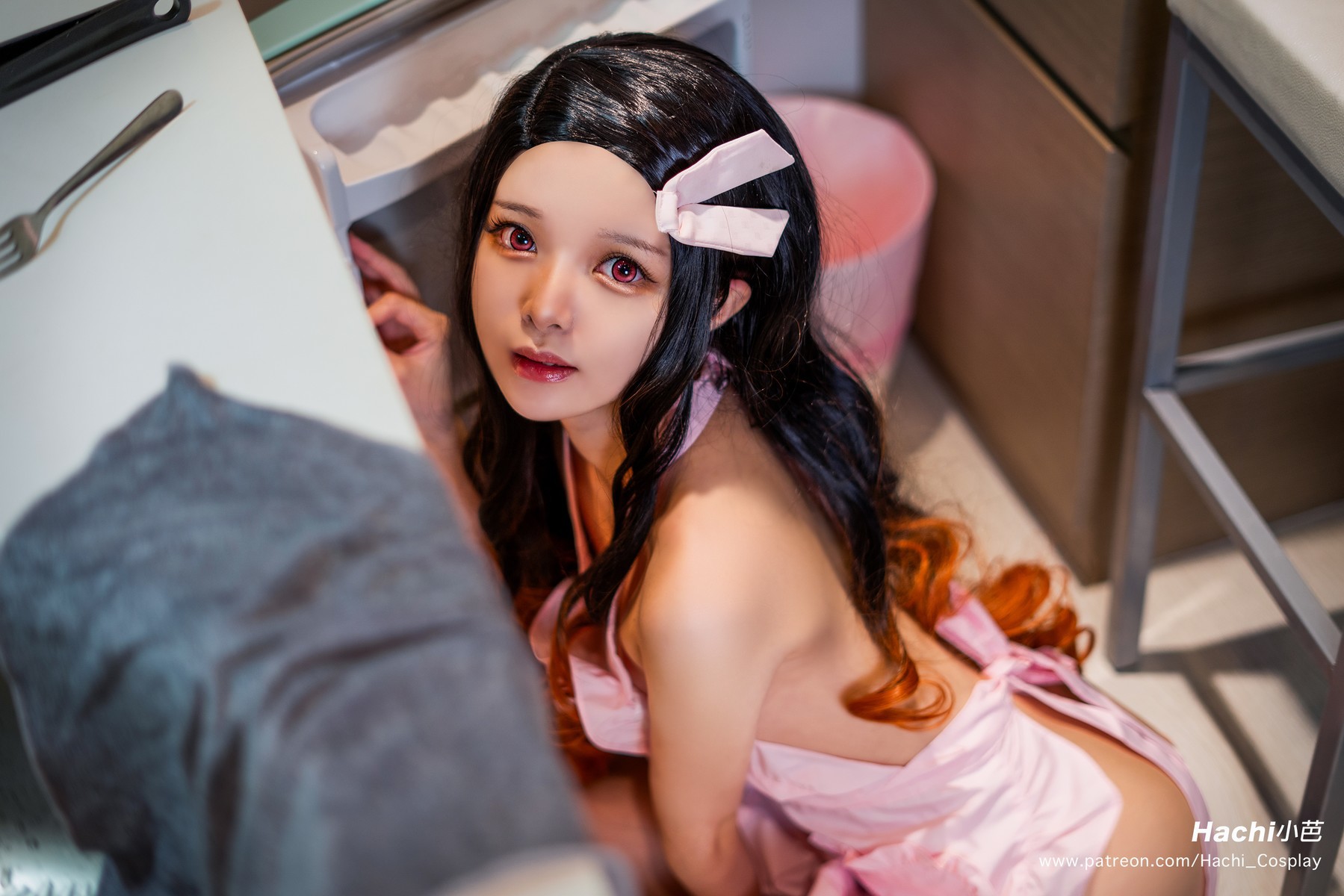 Cosplay Hachi小芭 灶门祢豆子 Nezuko Apron(15)