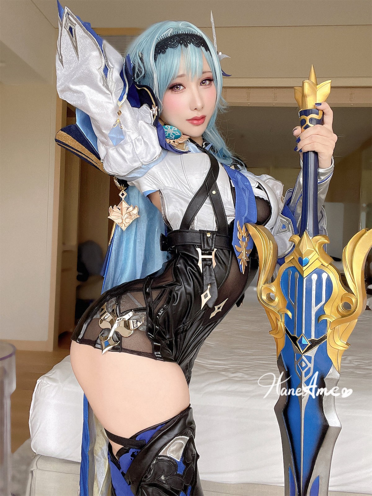 雨波HaneAme Cosplay Eula Lawrence Genshin Impact(34)