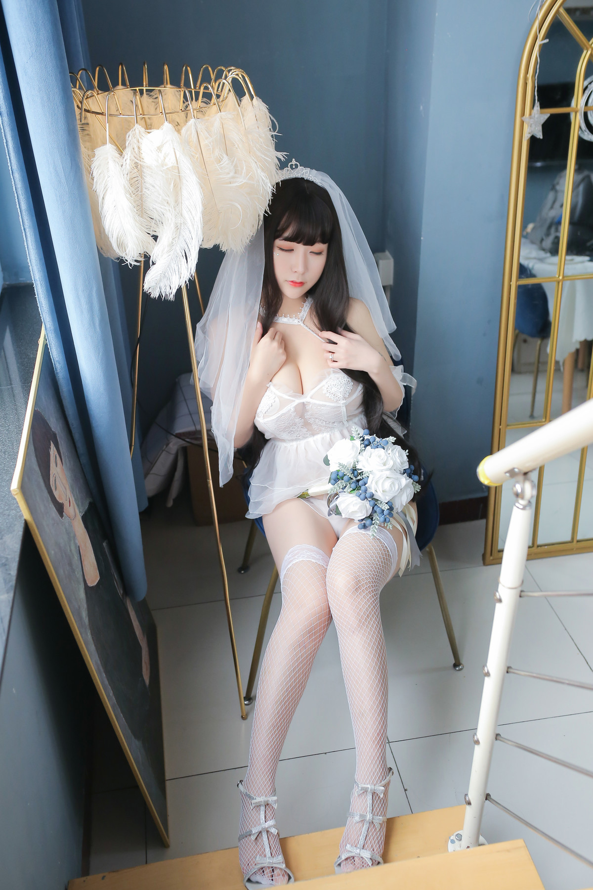 Cosplay 猫九酱Sakura 长发婚纱 Set.01(22)