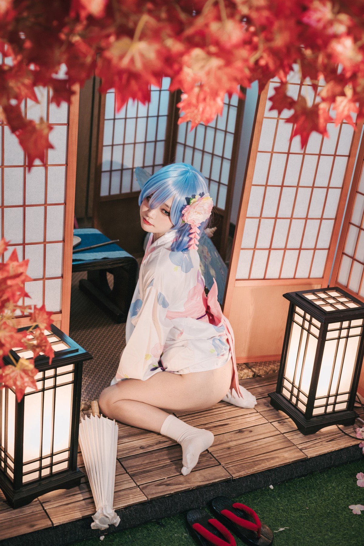 Cosplay 神沢永莉 蕾姆和风(23)