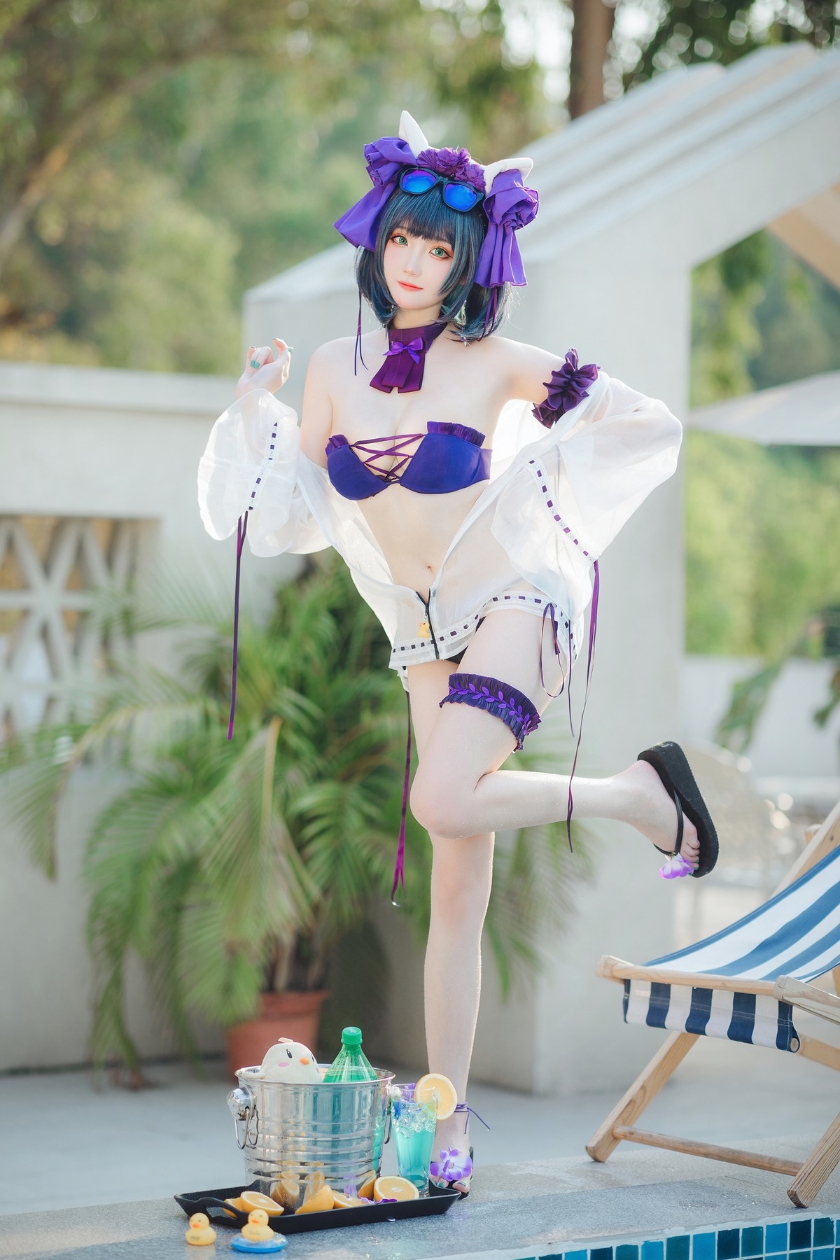 Cosplay 瓜希酱福利 柴郡泳装(12)